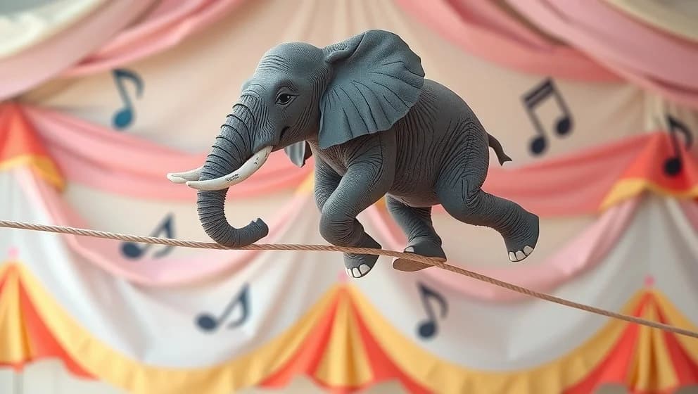 En elefant balanserade på barnmusiktv